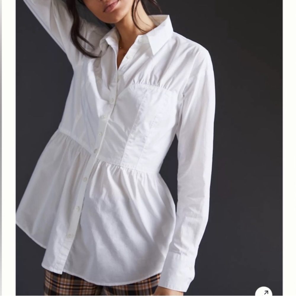 Corset🩱Peplum Bustier All White Blouse